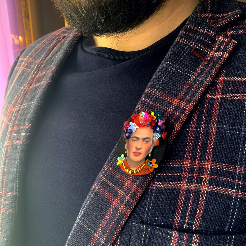 "Frida" - Magnetic Embroidered Pin